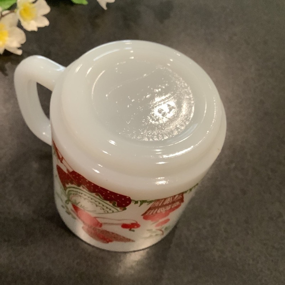 Vintage Glasbake Milk Glass Apples & Prairie Dress Giving Proverb Coffee Mug 80s - Picture 9 of 11